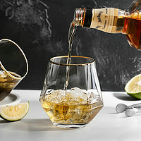 佳佰 玻璃杯水杯家用创意八角菱形钻石杯喝水杯子威士忌杯