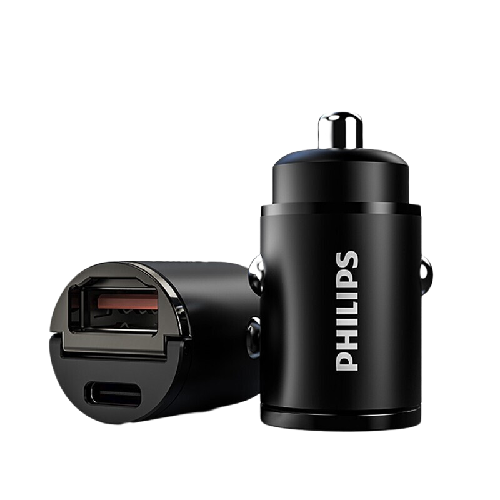 PHILIPS 飞利浦 新能源车载充电器PD20W/18W点烟器适用苹果13/14/华为快充锖色
