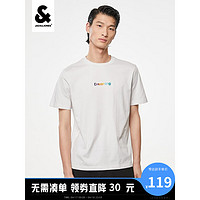 杰克·琼斯（JACK&JONES）夏季男士舒适潮流字母印花常规纯棉短袖T恤上衣男士223101068 C43缎白色1 185/104A/XL