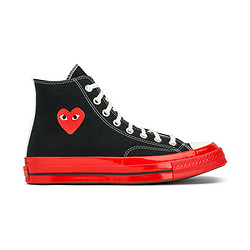 COMME des GARÇONS 男女同款 心形logo黑红拼接高帮板鞋运动鞋