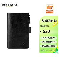 Samsonite 新秀丽 男士牛皮革拉链钥匙包 时尚多钥匙扣大环扣多功能钱夹礼盒装 送老公送男友 NQ1*09024 黑色