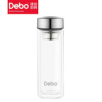 Debo 德铂 朗格斯茶水分离双层玻璃杯泡茶杯居家办公水杯 320ml