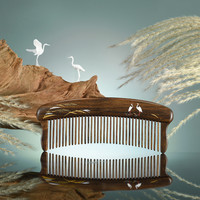 谭木匠礼盒镶齿梳蒹葭 天然木梳子清洁护发送女友送妈妈 终身维修