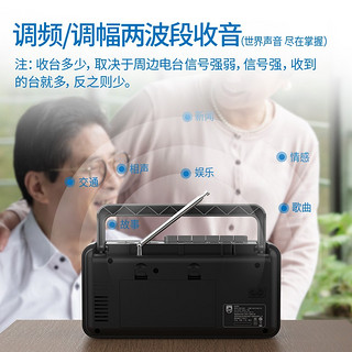 飞利浦（PHILIPS）TAR3568磁带播放机 复古磁带机 录音机 老式怀旧收录机 卡式单放转录卡带机 插U盘收音机MP3播放器 黑色