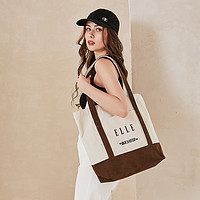 ELLE 她 韩式秋季帆布包休闲通勤大容量包包女士单肩包