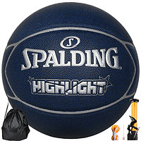 SPALDING 斯伯丁 蓝色星型撞色室内外比赛训练7号PU篮球 76-867Y