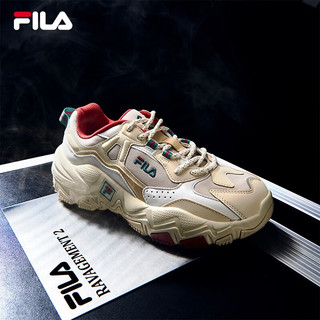 FILA 斐乐 官方老爹鞋男女情侣鞋减震跑步鞋运动鞋掠夺者 2 米色/雨雾灰-AN