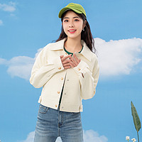 La·go·go 拉谷谷 2023春季新款方领单排扣假口袋装饰通勤休闲简约甜酷女式外套