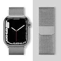 IIano 绿巨能 苹果手表表带Apple watch米兰尼斯表带iwatch Series 7/6/5/4/3/ 银色 38/40/41mm表盘通用