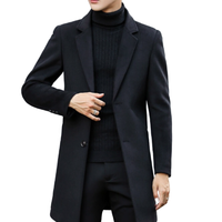 PLAYBOY 花花公子 男士中长款大衣 MN8807 常规款 黑色 M