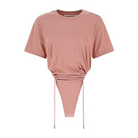 Y/PROJECT 【23年春夏新品】Y/PROJECT 女士肉粉色棉质抽绳褶皱设计半袖T恤连体衣