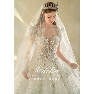 odelia《水晶》婚纱2023新款新娘大拖尾超级重工在逃公主小个子女