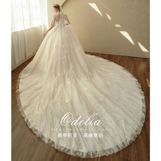 odelia《水晶》婚纱2023新款新娘大拖尾超级重工在逃公主小个子女