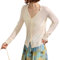 SPRING BAMBOO 春竹 女士V领羊毛开衫 WST211015 白色 S