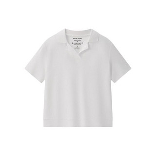 GIORDANO 佐丹奴 女士短袖POLO衫 05311388 法式领款 白色 XL