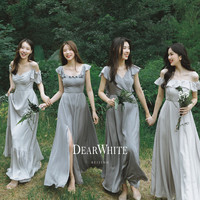 亲爱的白《灰烟》伴娘服连衣裙婚礼婚纱礼服dearwhite伴娘裙女