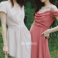 亲爱的白《熟梅与白桃》粉色伴娘服连衣裙婚纱礼服伴娘裙敬酒服女