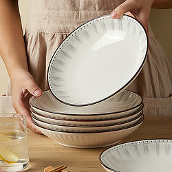 墨色 3个装釉下彩日式盘子菜盘家用高级感餐盘鱼碟子碗碟陶瓷深盘餐具