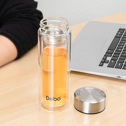 Debo 德铂 茶水分离杯茶大容量双层玻璃带盖便携高档泡茶杯