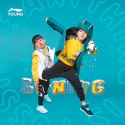 lining李宁童装女小童2022新款运动生活系列开衫长袖连帽加绒风衣