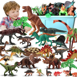 活石 儿童大号恐龙玩具软胶24只套装 送收纳箱