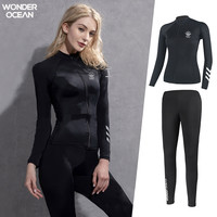 WONDER OCEAN wonderocean潜水服女分体冲浪服长袖长裤速干防晒浮潜泳衣水母衣