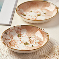 墨色 日式釉下彩7英寸盘子碗家用陶瓷菜盘网红餐具汤盘餐盘5个装