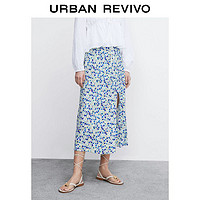 URBAN REVIVO UR2022春夏新品女装法系轻熟风休闲碎花开衩半裙WL13R5AN2000