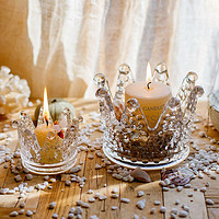 JUHAN 掬涵 水晶皇冠摆件浪漫玻璃烛台创意桌面首饰架轻奢高级礼物送女生