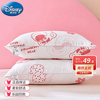 Disney 迪士尼 枕头情侣枕劲椎枕纯棉枕芯纤维枕 草莓熊（一只装） 74x48cm
