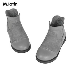 M.Latin 马拉丁童鞋靴子冬新款保暖防滑短筒皮靴冬季加绒高帮时尚百搭平底