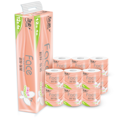 抖音超值购cs洁柔粉face4层120g12卷有芯卷纸家用卫生纸加厚大亲肤