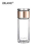 PLUS会员：DELANG 双层玻璃杯 320ml 玫瑰金