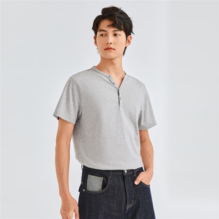 GIORDANO 佐丹奴 亨利衫男春季纯棉针织纯色基础款亨利领短袖t恤男01023418