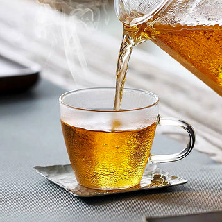 茶适茶杯 玻璃喝水杯功夫茶具 泡茶杯子玻璃杯带把手2只装140ml C6116