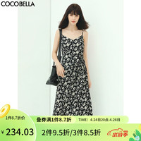 COCOBELLA围裹式碎花吊带裙女高腰系带连衣裙海边度假长裙FR609 碎花 M