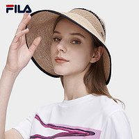 FILA 斐乐 官方女子空顶帽2023夏季新款编织帽户外休闲宽檐遮阳帽