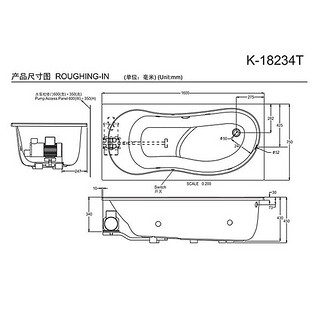 科勒（KOHLER） 浴缸家用卫生间亚克力嵌入式成人浴缸贝诗按摩浴缸 18234T-K-0