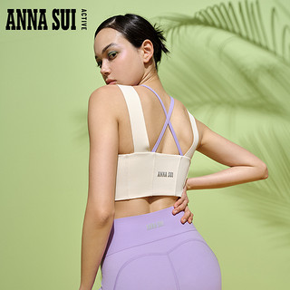 ANNA SUI 美人鱼前开拉链撞色高强度外穿运动bra中长款抗菌内衣女 L 灰色