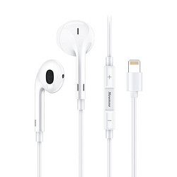 Newmine 纽曼 XLP18 Lightning手机有线耳机闪电接头扁头半入耳式适用于苹果iPhone6s/7/8plus/XS/11/12等