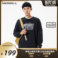 MERRELL迈乐男女同款户外休闲卫衣长袖 印花宽松时尚简约圆领上衣 黑色 2XL