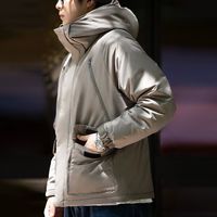 MADEN 马登 工装美式休闲高领连帽棉衣灰色保暖加厚棉服户外防风外套男冬