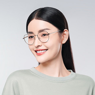 米家防蓝光眼镜钛轻盈 男女同款多边形无度数黑银双色眼镜