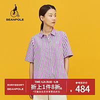 BEANPOLE 滨波 夏季新款休闲宽松A字版型棉质格子短袖女士衬衫