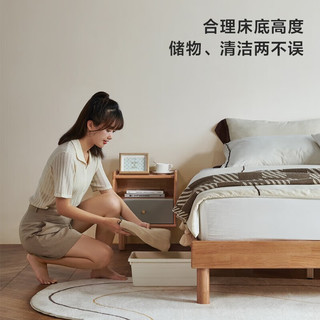 LINSY 林氏家居 实木床北欧原木风小户型卧室床无床头全实木双人床林氏木业 PK6A-A普通床 1200*2000mm