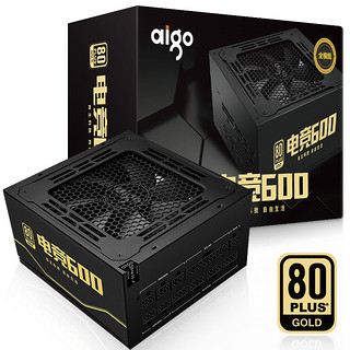 aigo 爱国者 额定600W 电竞600全模组台式机电脑电源（全电压金牌/满载PF值>0.99/DC-DC/扁平线）