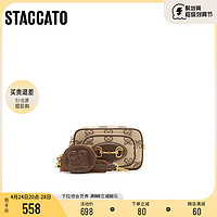 STACCATO 思加图 新款复古老花小方包单肩斜挎包相机包女包X2783CX2