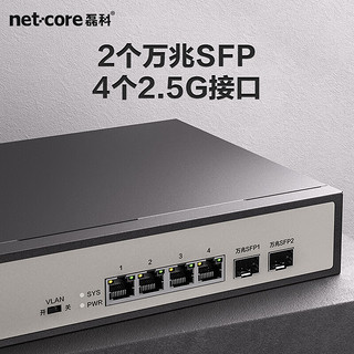 netcore 磊科 GS6 6口企业级交换机4个2.5G电口+2个万兆SFP光口 支持向下兼容1G光电模块 千兆网络