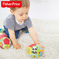 Fisher-Price 美国费雪动物认知球 4寸婴儿手抓球摇铃球铃铛球婴儿玩具球布球