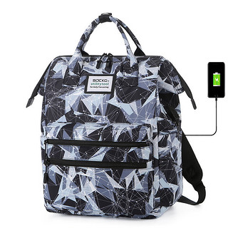 圣兰戈（SOCKO）15.6/16英寸笔记本电脑包双肩包背包休闲时尚大包旅行包男女书包 星空黑 13.3-14英寸